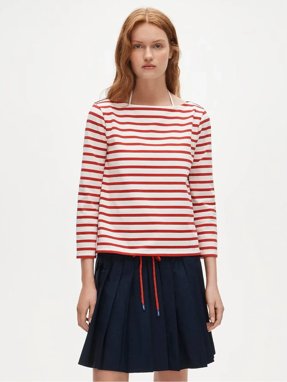 nwt j.crew boatneck tshirt in striped heavyweight cotton red white blue xs $80